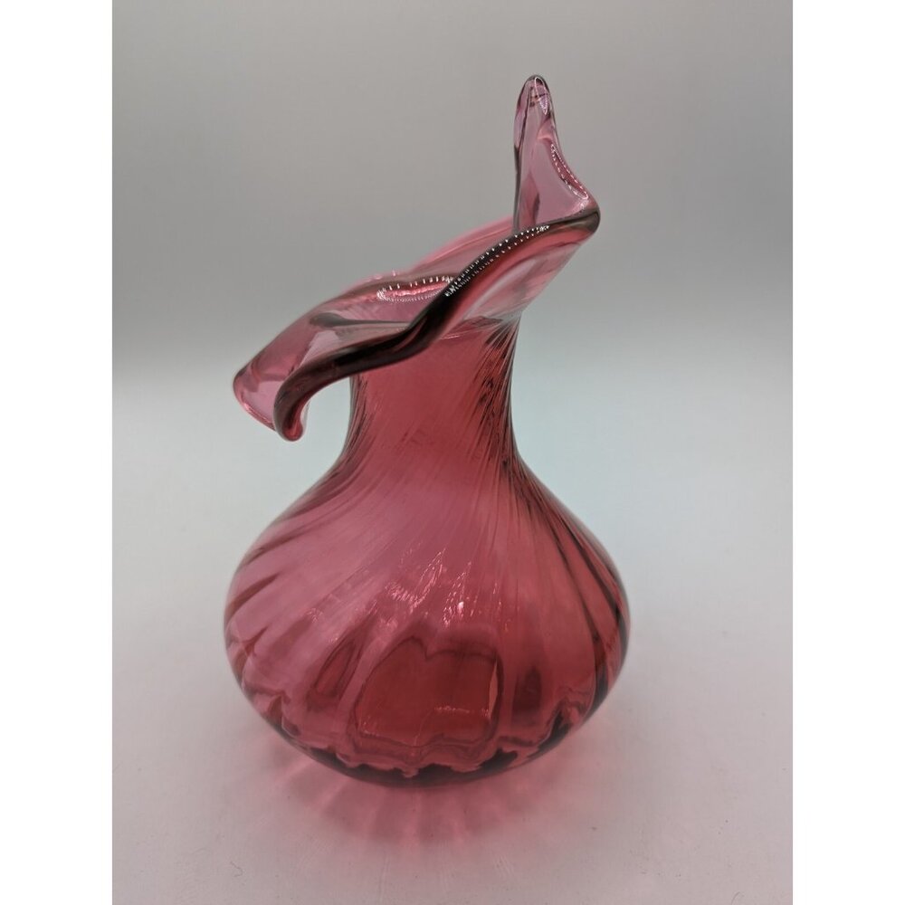Vintage Glass Cranberry Jack In The Pulpit Vase 8 1/4” Tall Pink - Picture 9 of 12
